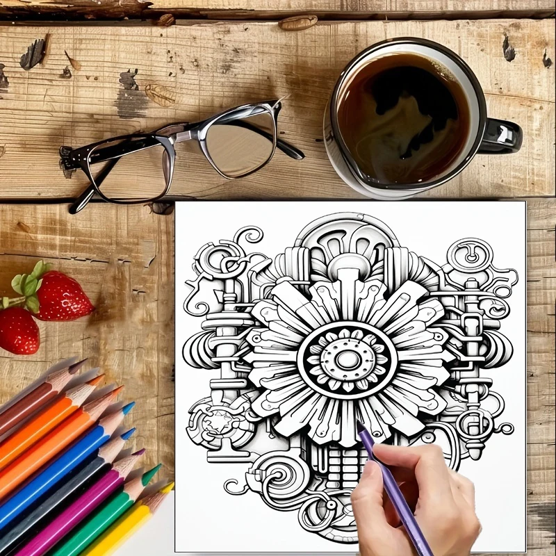 Coloring Book Steampunk Flower - School Supplies 评论和价格